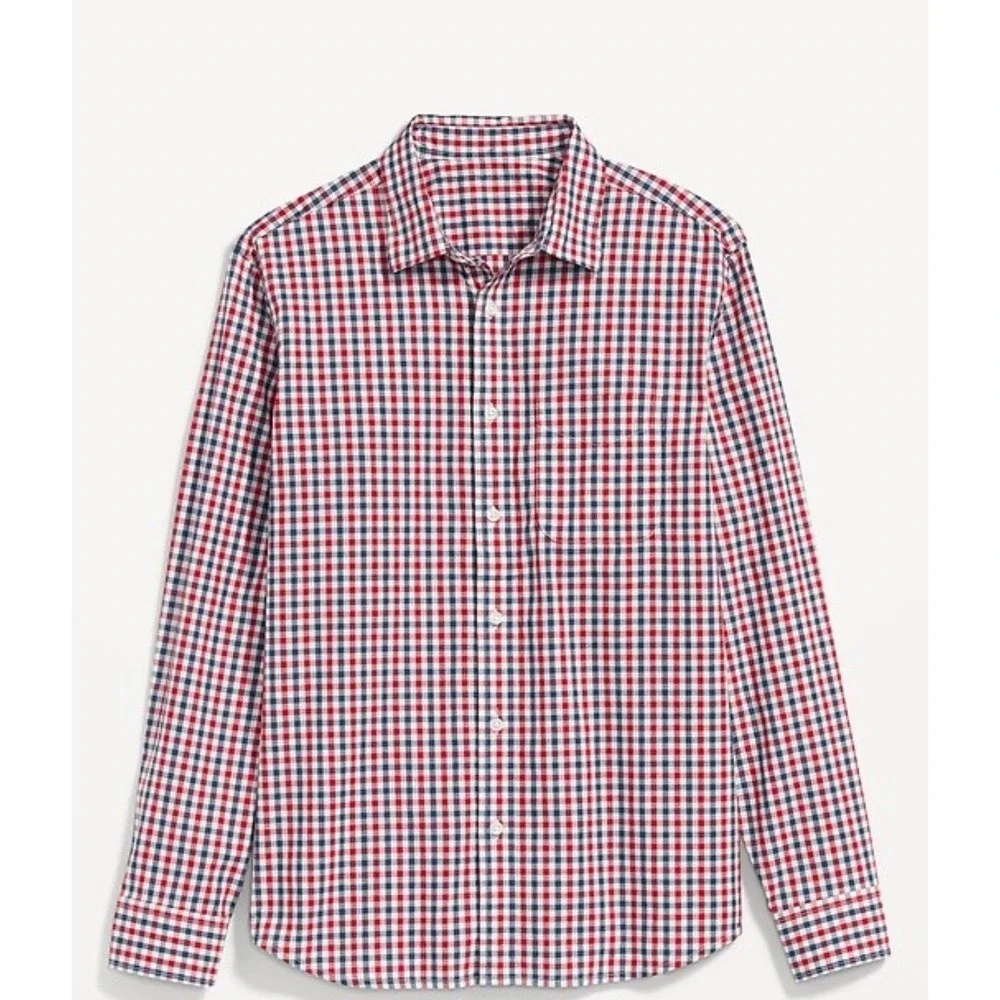 J.Crew Mens Red White Blue Gingham Plaid Cotton Button Down Shirt Large 31872